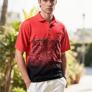 Slazenger Vibrant Red and Black Golf Shirt